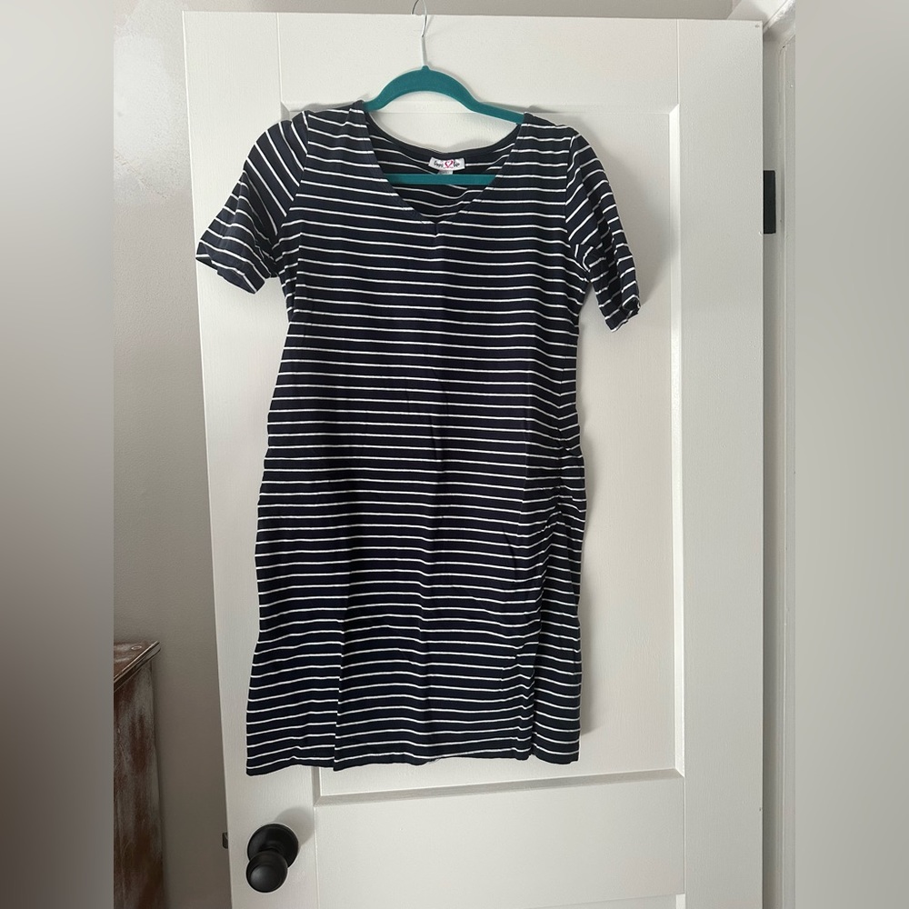 Navy and White Maternity Dress